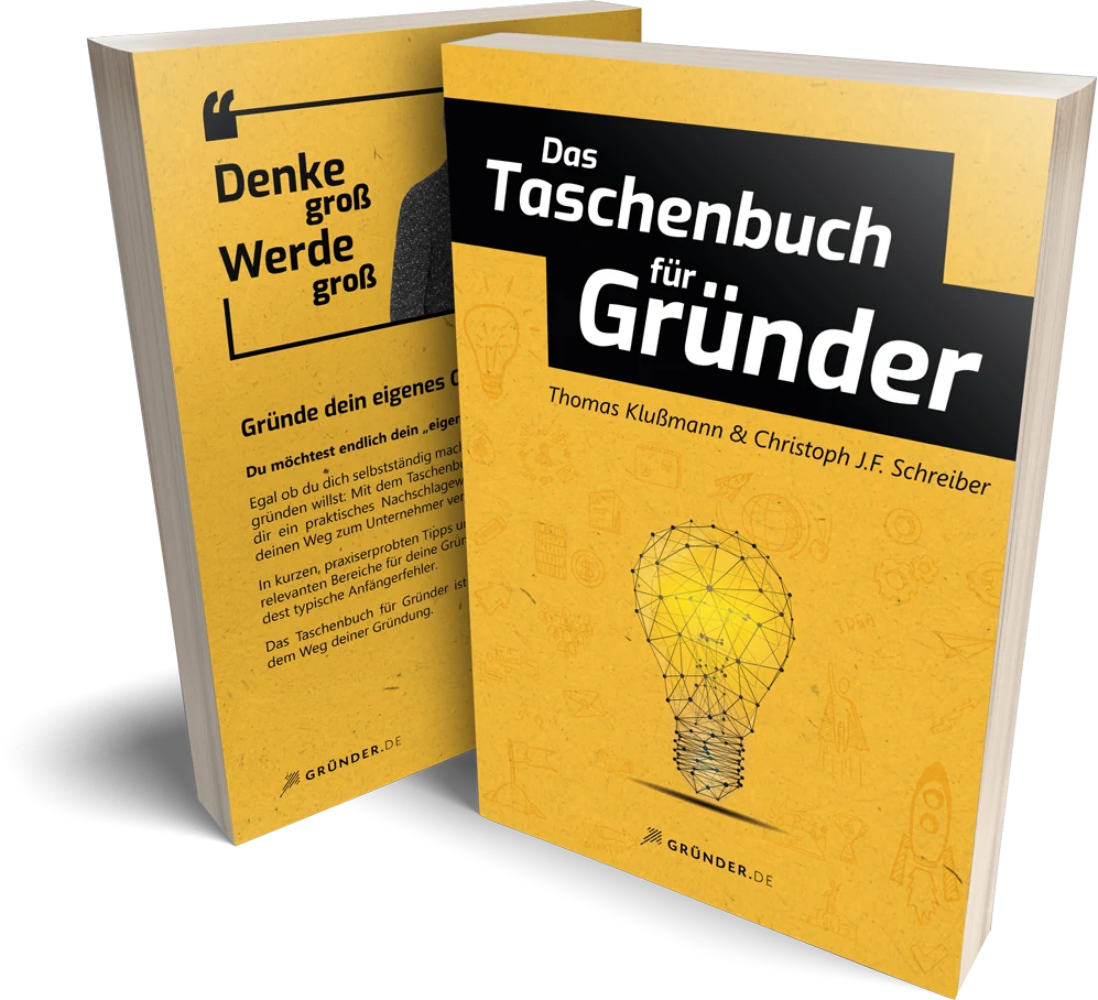 Das Taschenbuch für Gründer mit Vorder- und Rückansicht